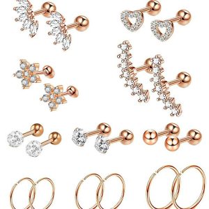 Amazon Zircon Thread Earrings for Women Stainless Steel Piercing Earrings Ear Bone Nail Cartilage Tragus