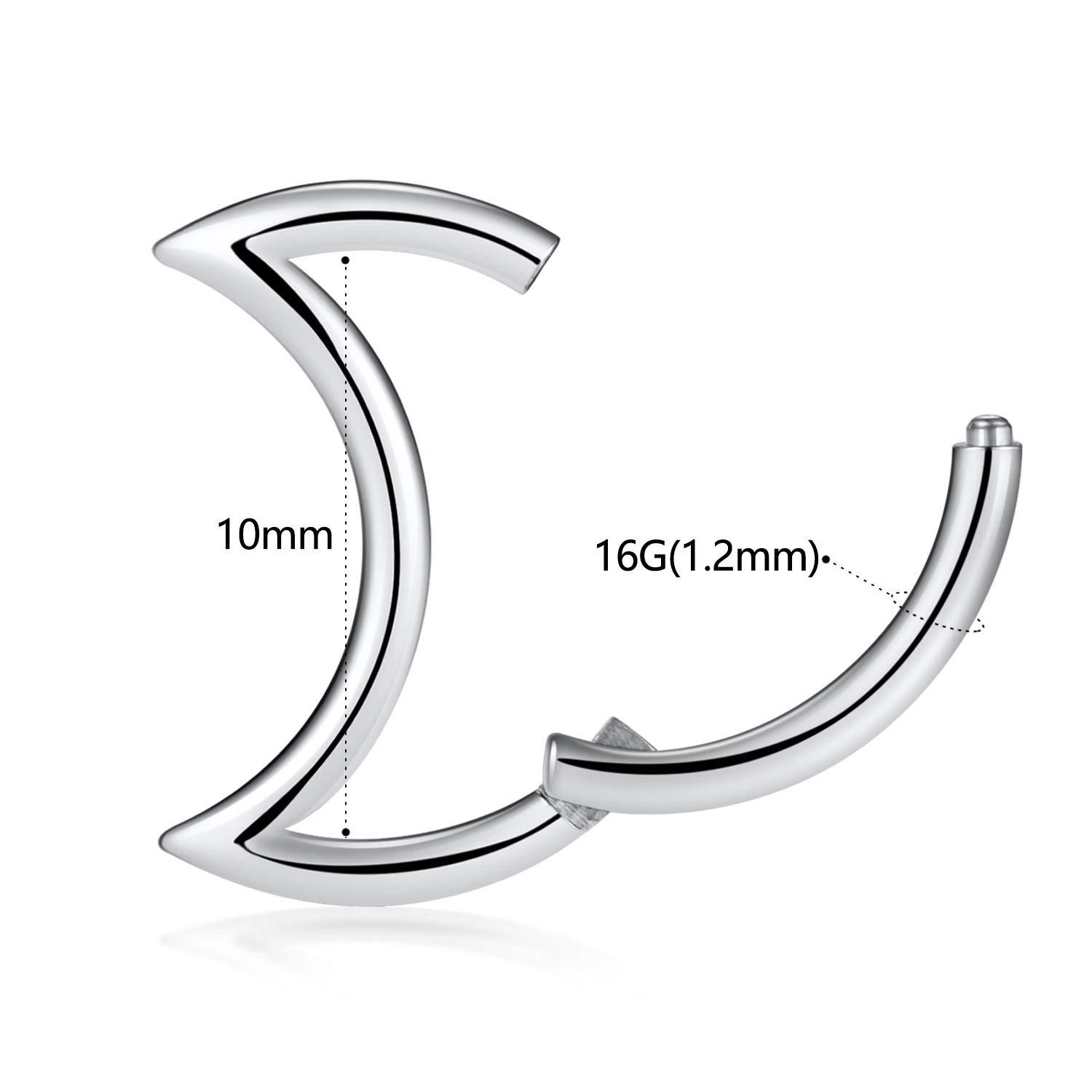 G23 Titanium Moon Nose Ring Closed Ring Septum Earring for Nasal Septum Piercing Hoop Jewelry - Image 2