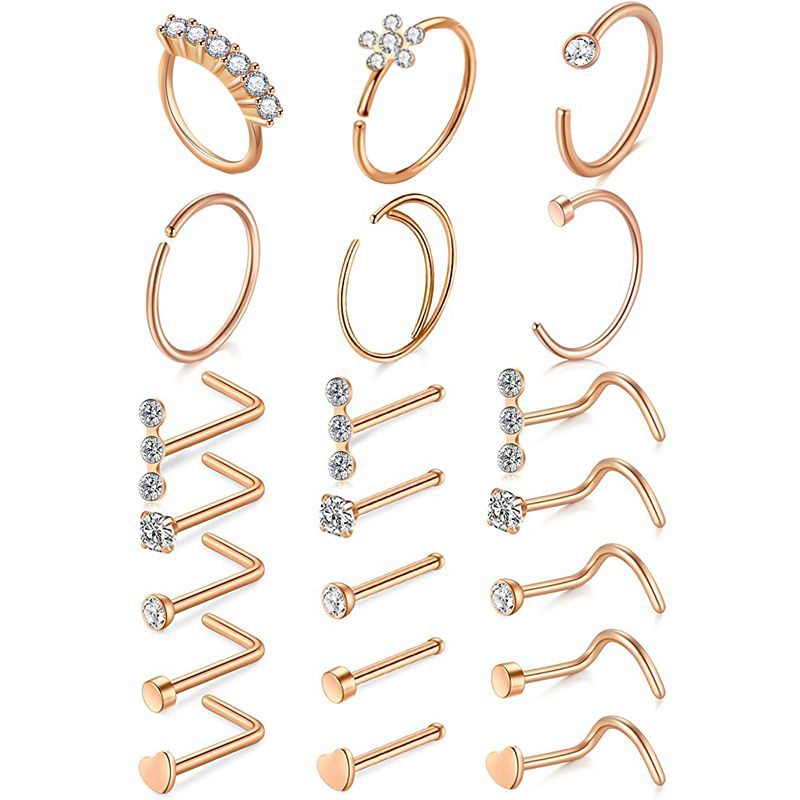 Tide Cool Nose Nail Set with C-Shaped U-Shaped Rings - Stainless Steel Body Piercing Jewelry Kit for Men and Women - Image 4