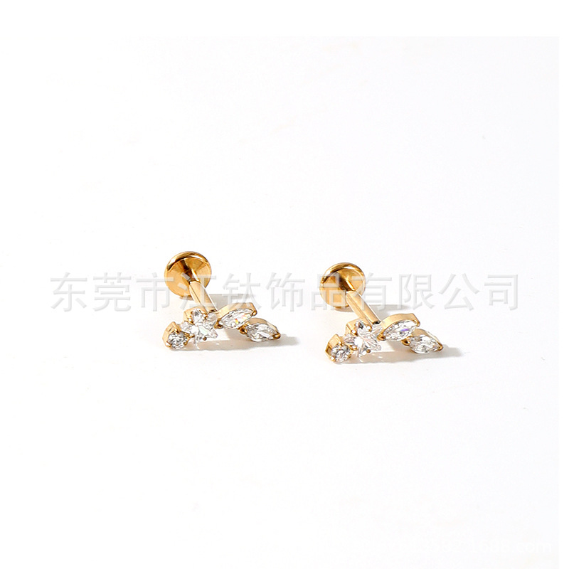 Star Shape Ear Cartilage Stud - Gold G23 Titanium Alloy Body Piercing Earring - Image 3