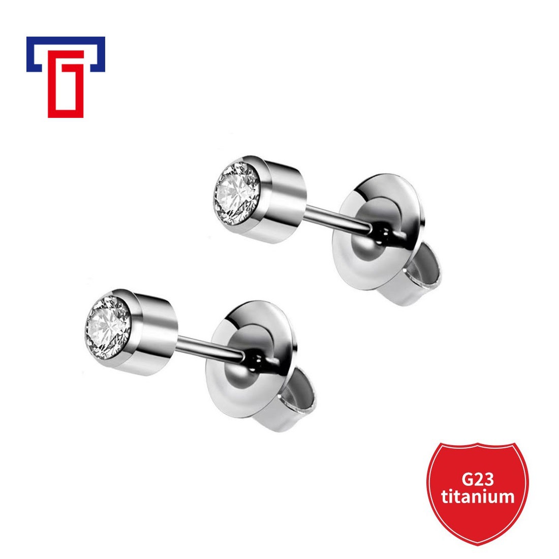 G23 Titanium Alloy with Diamond December Set Fine Needle Integrated Earrings Titanium Butterfly Buckle Earplugs Piercing Jewelry - Image 3