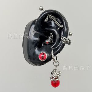 Punk Earrings Dark Aesthetics Gothic Ear Bridge Studs Titanium Steel