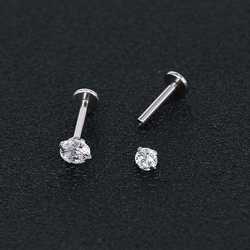 Geometric Stainless Steel Zircon Earrings Silver Twist Thin Stud Earrings for Men Women Fashion - Image 4