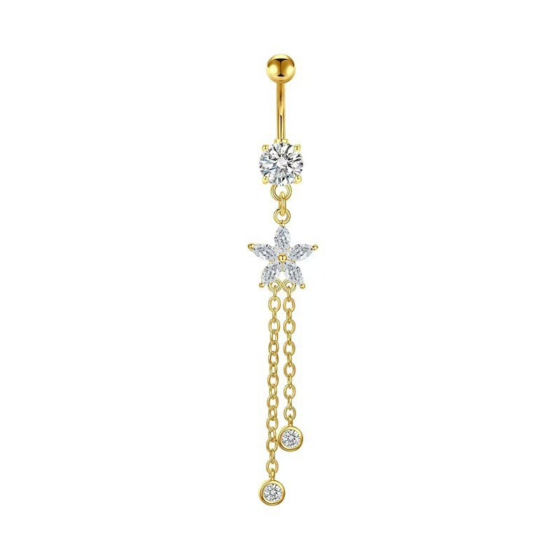 New Gold Butterfly Zircon Copper Navel Ring Set Body Piercing Jewelry 2025 Summer Trend - Image 2