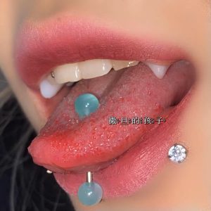 Titanium Steel Tongue Nail Acrylic Piercing Jewelry - European American Hot Girl Tongue Ring for Style