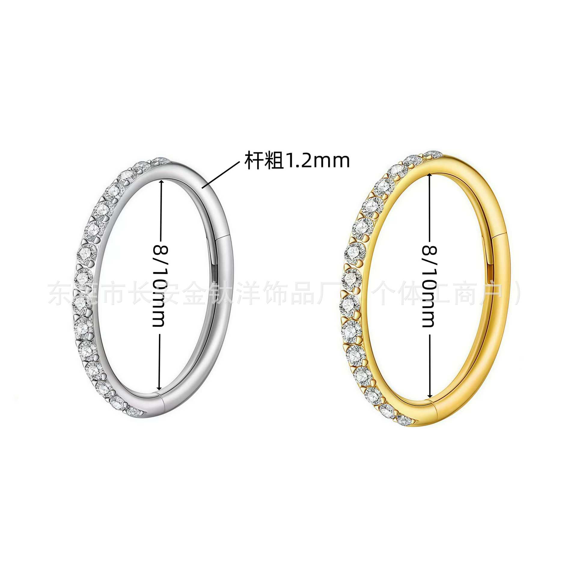 F136 Titanium Inlaid Zircon Closed Ring Earrings, Nose Rings, Lip Rings, Ear Studs, Cartilage Rings, G23 Titanium Body Piercing - Image 5