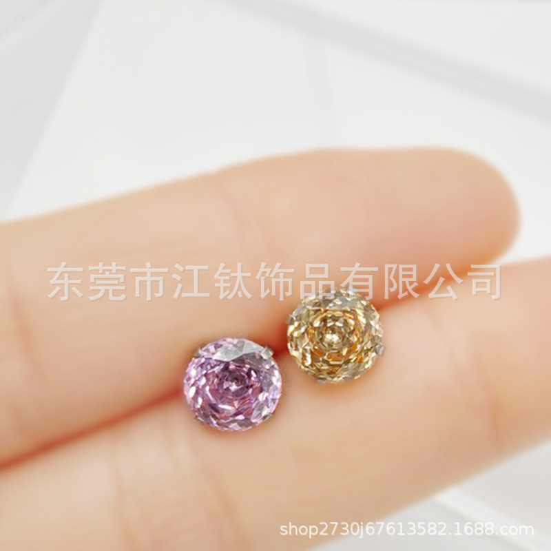 G23 Titanium New Rose Cut Zircon Earrings for Helix Cartilage Piercing - ASTM F136 Titanium Alloy Ear Bone Nail - Image 3