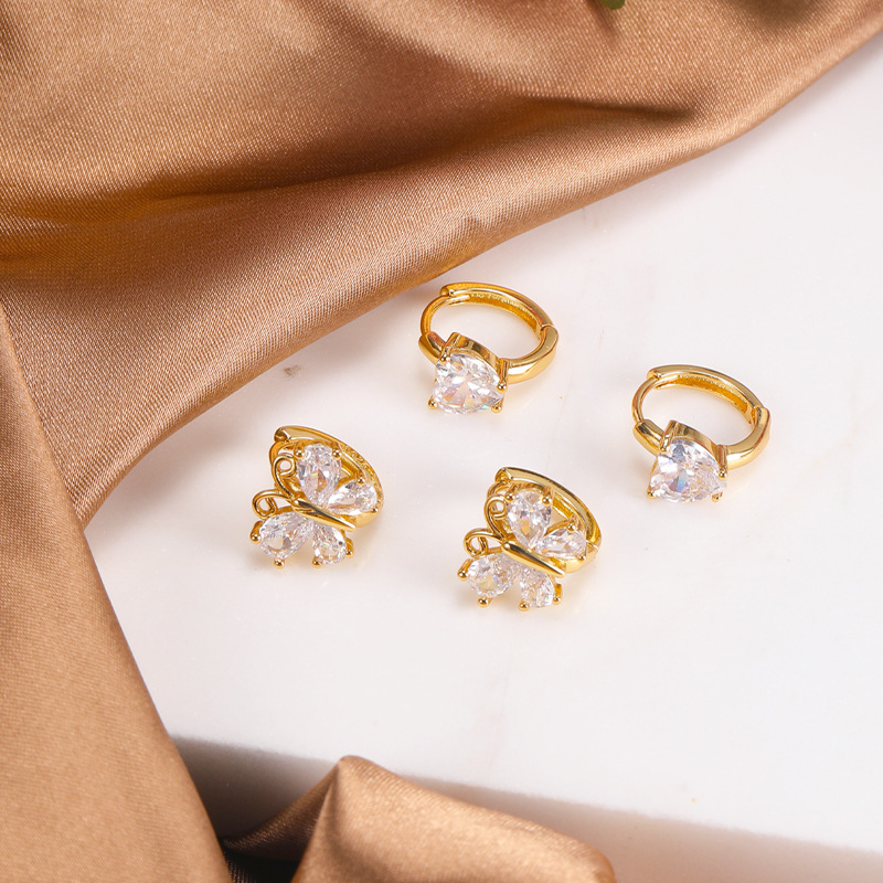 2022 New Arrival Elegant Butterfly CZ Zircon Copper Stud Earrings - All-Match Geometric Earrings for Women - Image 2