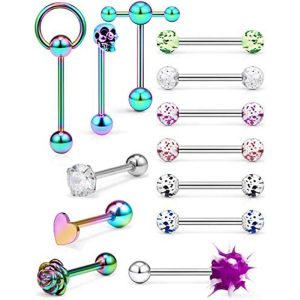 Stainless Steel Black Gold Tongue Ring Tongue Nail Body Piercing Jewelry Set Amazon AliExpress Hot Sale