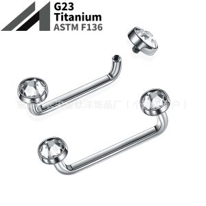 F136 Titanium Alloy Right-Angle Internal Thread Double-Headed Implant Clavicle Nail G23 Titanium Body Piercing Jewelry with Czech Drill