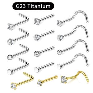 G23 Titanium Zircon Nose Nail Lip Nose Piercing Jewelry - 3mm CZ Gem Labret Stud