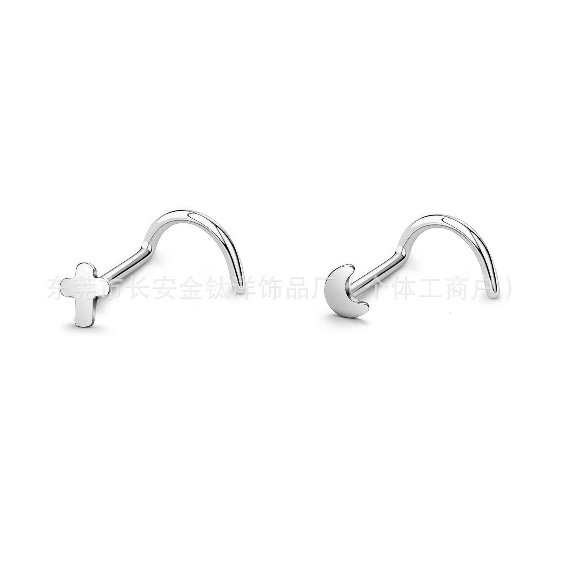 F136 Titanium Heart Five-Pointed Star Moon Cross Pin 5-Shaped Nose Nail Lip Nail G23 Titanium Alloy Piercing Jewelry - Image 3