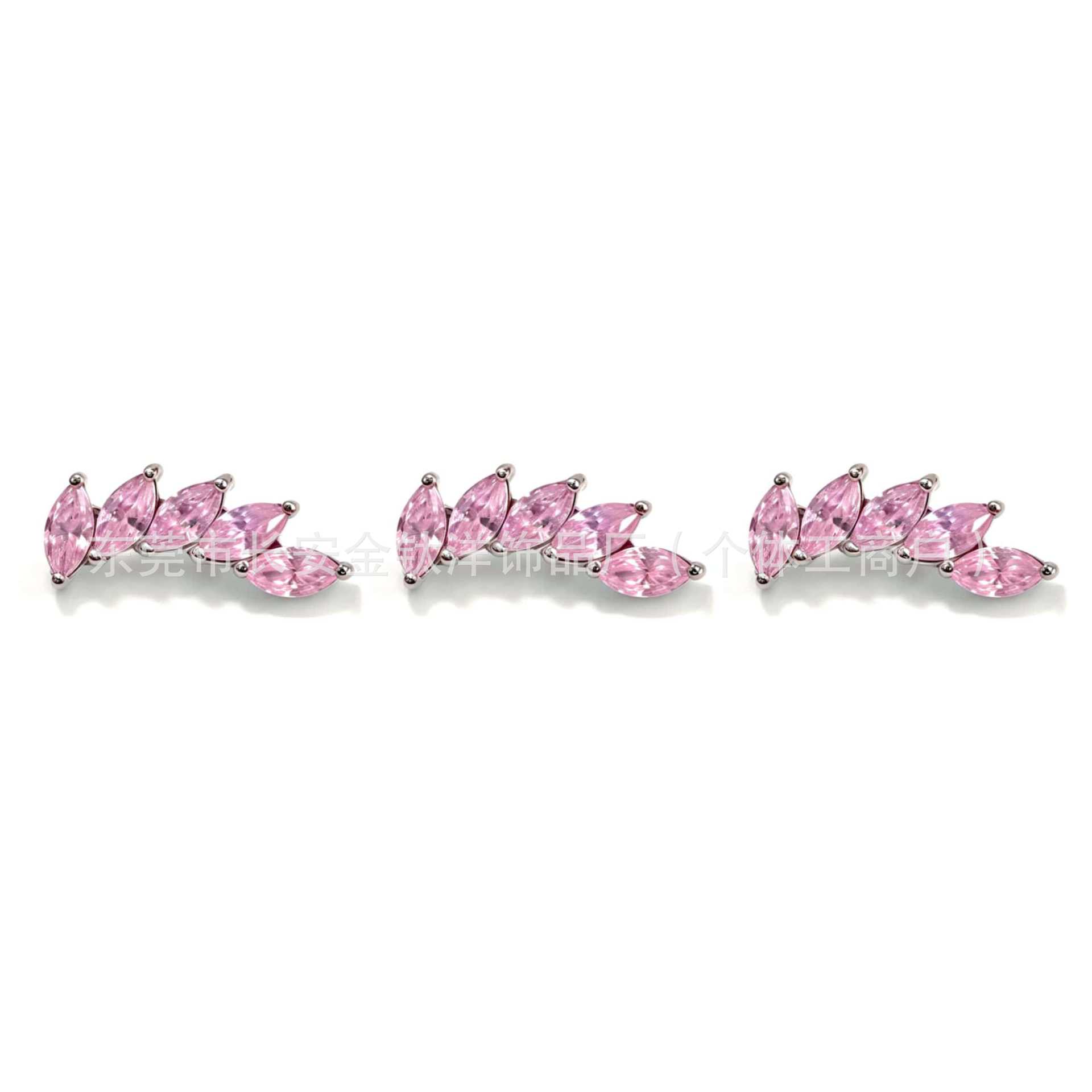 F136 Titanium Beveled Marquise Five-Leaf Bezel-Set 5A Zircon Ear Cartilage Stud Earring Body Piercing Jewelry - Image 4