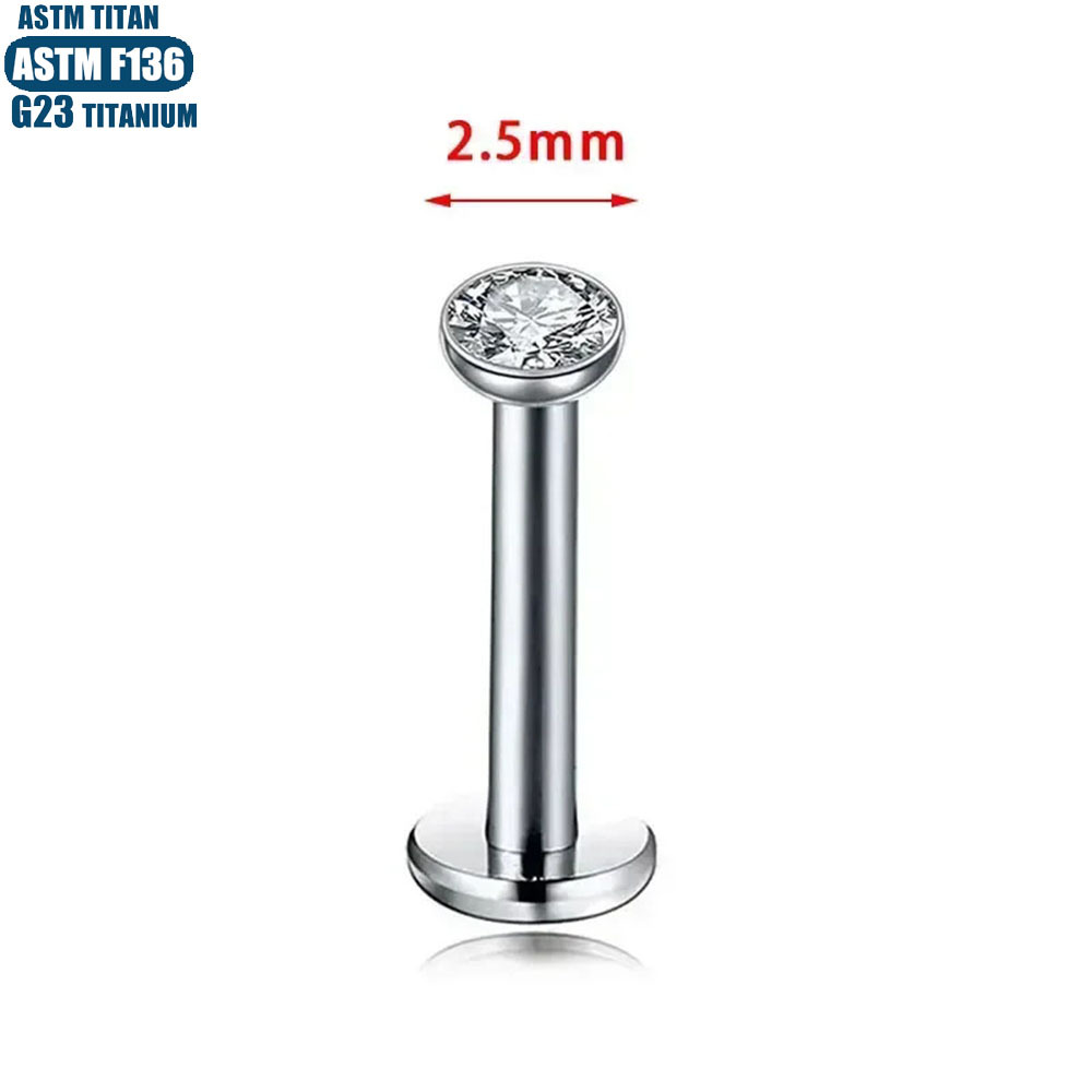 F136 Titanium Alloy Zircon Lip Nail Internal Spiral 16G Human Body Puncture Jewelry Ear Nail Diaphragm Earring - Image 3