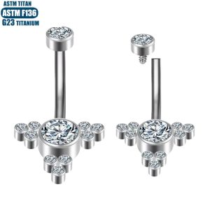 G23 Titanium Wholesale Navel Ring Internally Threaded Silver Belly Button Piercing Jewelry