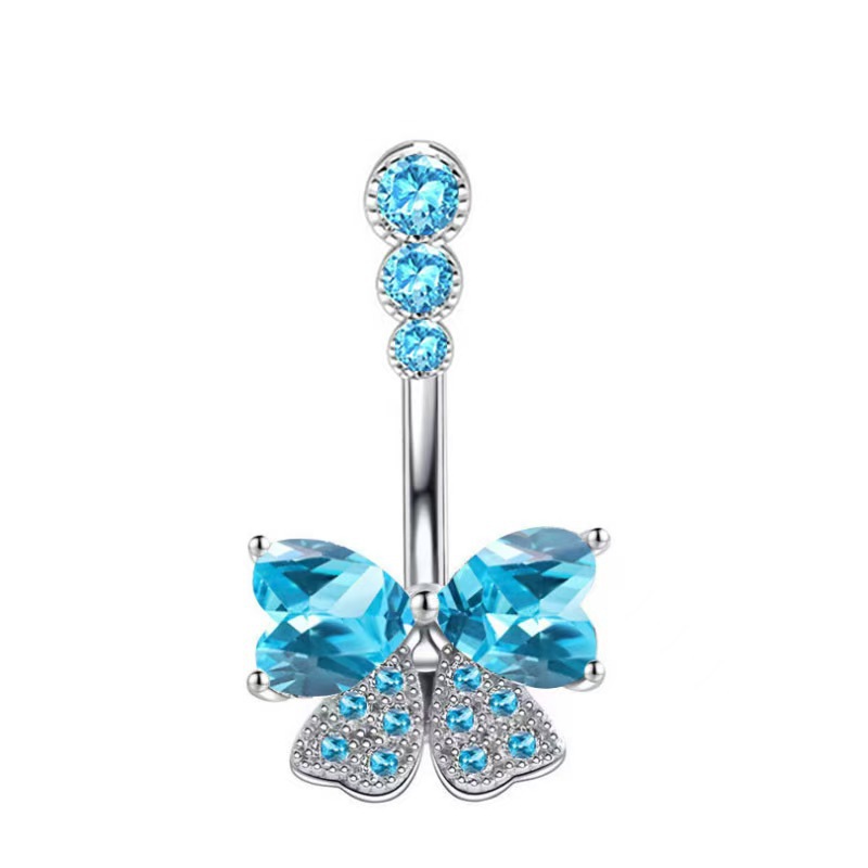 Butterfly Zircon Heart Pendant Navel Ring Stainless Steel Belly Button Piercing Jewelry for Women - Image 4