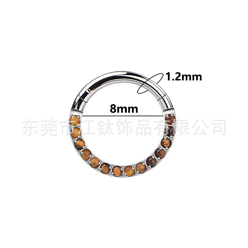 G23 Titanium Nose Ring Closed Ring with Natural Stone Inlay for Cartilage Piercing - Image 2
