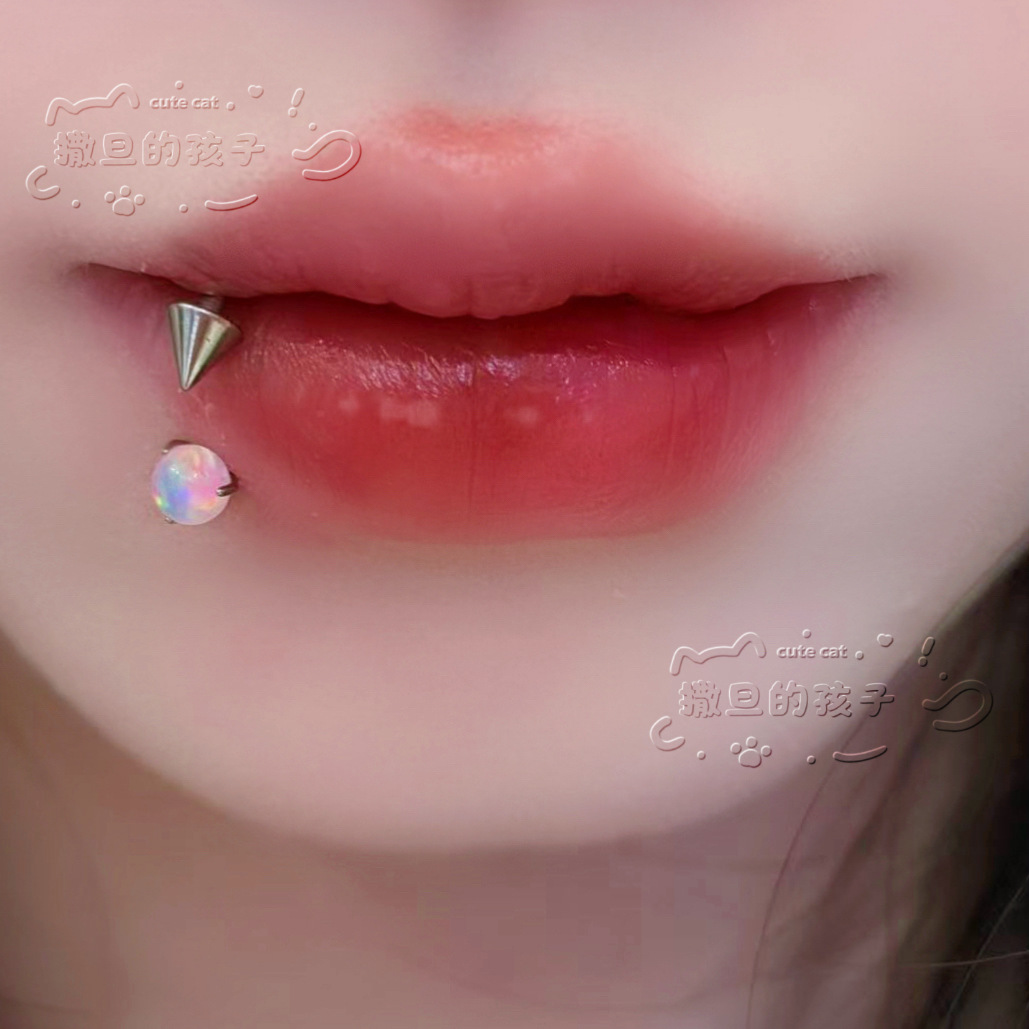 F136 Titanium Alloy Lip Ring, Jelly Opal Lip Stud, Lip Hoop, Ear Cartilage Bone Ring - Image 2