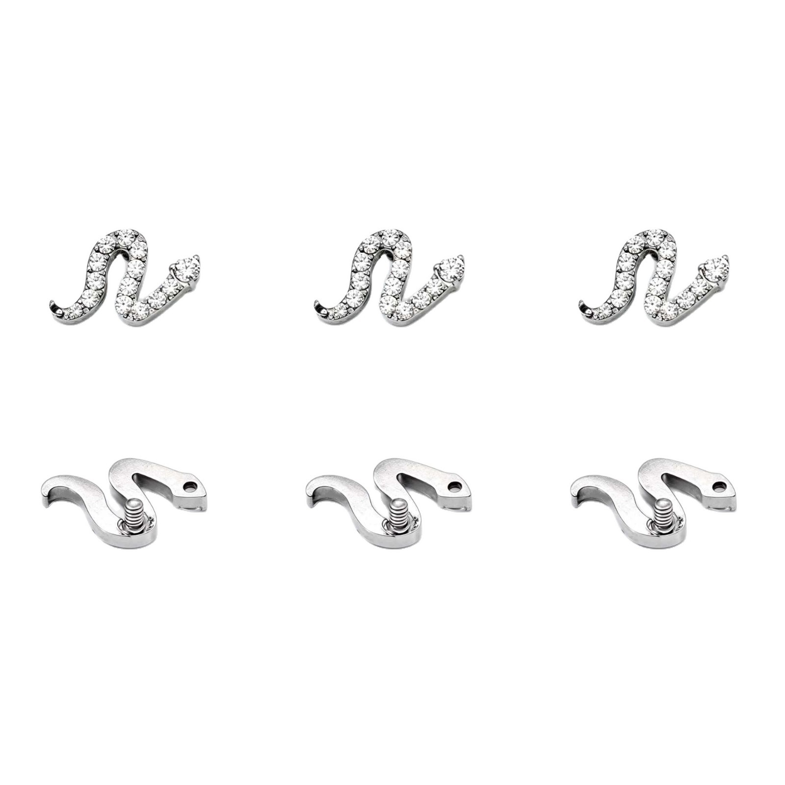 F136 Titanium Internal Thread Snake-Shaped Zircon Ear Studs Cochlear Studs G23 Titanium Alloy Body Piercing Ear Bone Jewelry - Image 5