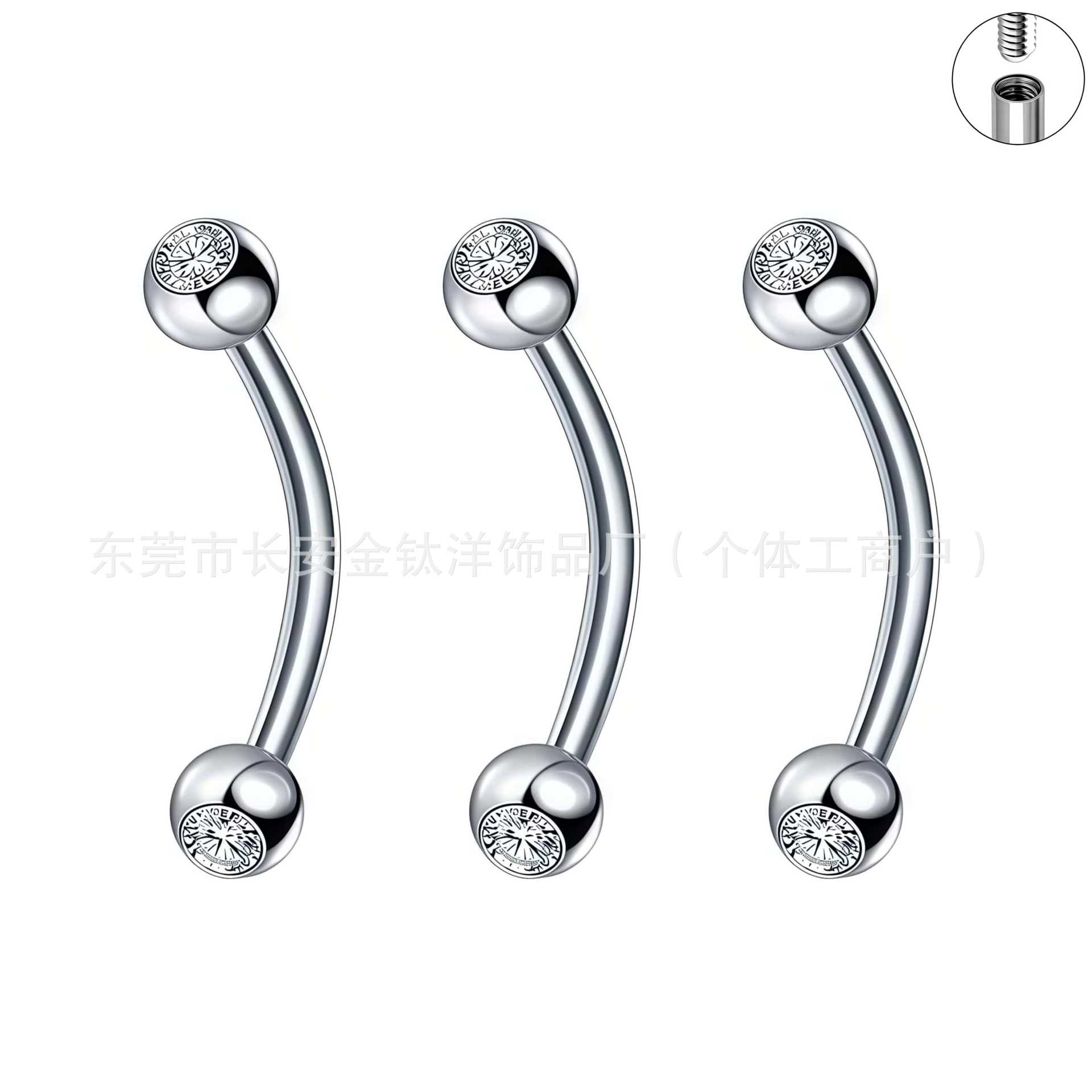 F136 Titanium Inner Thread Double-Ended Zircon Curved Barbell Eyebrow Lip Ear Nail G23 Alloy Piercing Jewelry - Image 4