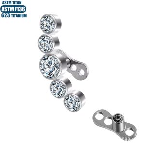 F136 Titanium Alloy Zircon Lockbone Nail Internal Thread Piercing Jewelry with Base