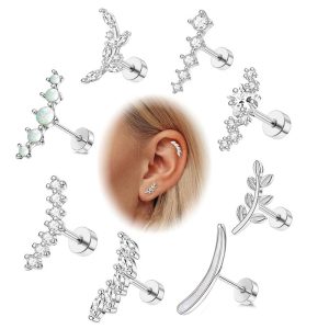 16G Star Stud Earring Surgical Steel Zircon Piercing Jewelry for Cartilage