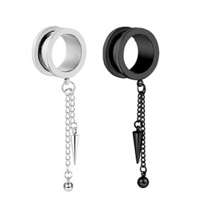 Screw Chain Ear Auger Pendant 316L Surgical Steel Black 25mm Ear Piercing Jewelry Unisex