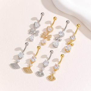New Bow Zircon Navel Ring Belly Button Piercing Jewelry Online Wholesale Gold Copper