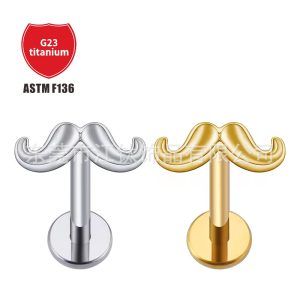 G23 Titanium Cartilage Stud Earring Gold 1.2x10mm Polished ASTM F136 Piercing Jewelry