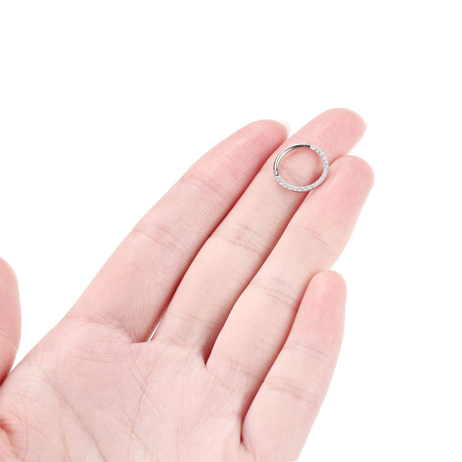 G23 Titanium Side Inlay CZ Closed Ring Nose Ring Earring - Simple Gold - Image 3