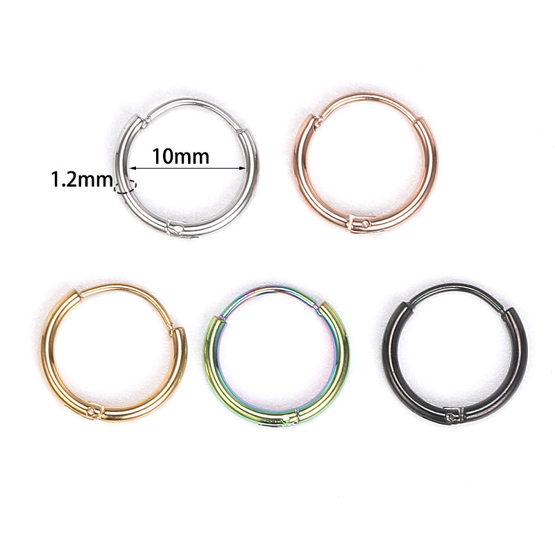 Distinctive 1.2mm Wire Titanium Steel Circle Earring - Men's Women Fashion Ear Hoop 316L Surgical Steel - Image 5