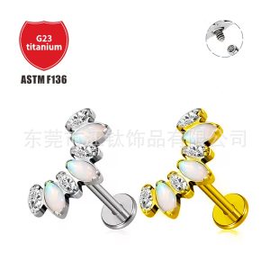 G23 Titanium Ear Bone Nail Horse Eye Penetrating Aobao Zircon Cross-border Titanium Alloy Body Piercing Jewelry Earrings