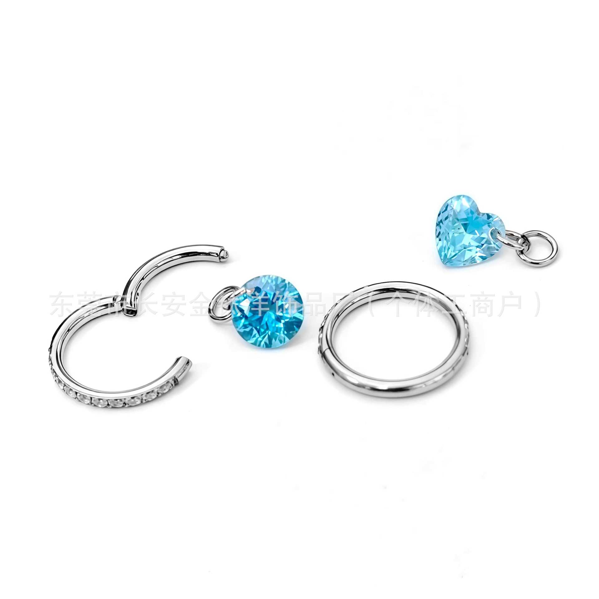 F136 Titanium Inlaid Pendant with Diamonds Closed Ring Lip Nail Nose Nail Ear Nail Ear Bone Nail G23 Titanium Alloy Piercing Jewelry - Image 2