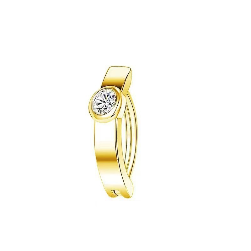 Simple Stainless Steel Unisex Zircon Navel Ring Body Piercing Jewelry Gold Plated Belly Button Ring - Image 2