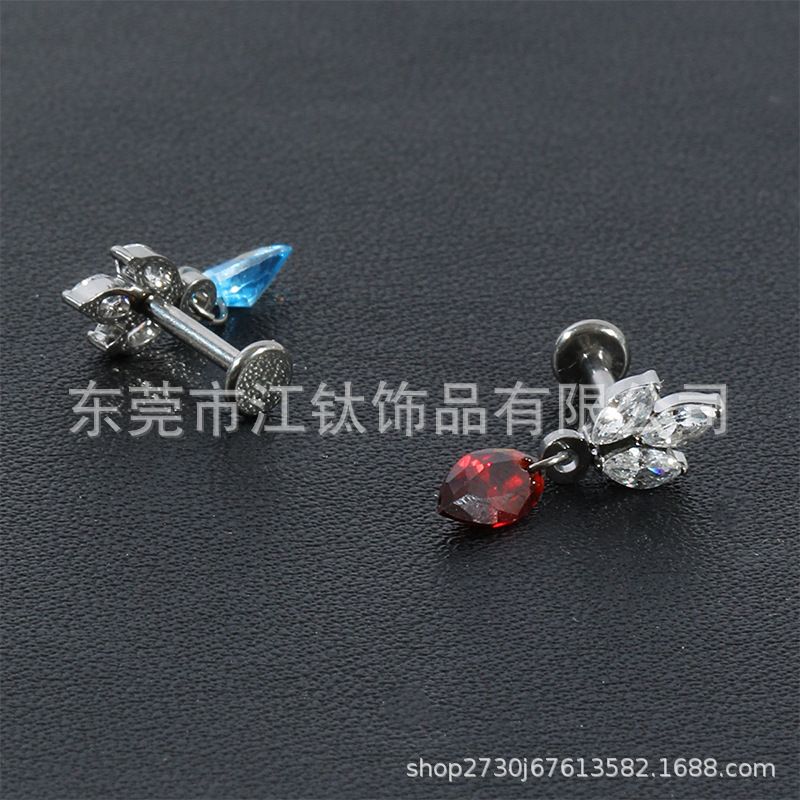 G23 Titanium Horse Eye Pendant Water Drop Pentagonal Implant Pole Ear Bone Nail Body Piercing Jewelry - Image 4