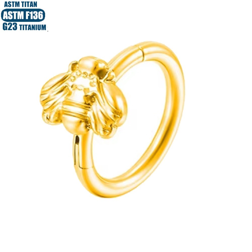 G23 Titanium Seamless Bee Septum Ring Hinged Hoop Septum Nasal Ring Earring Earrings - Image 3