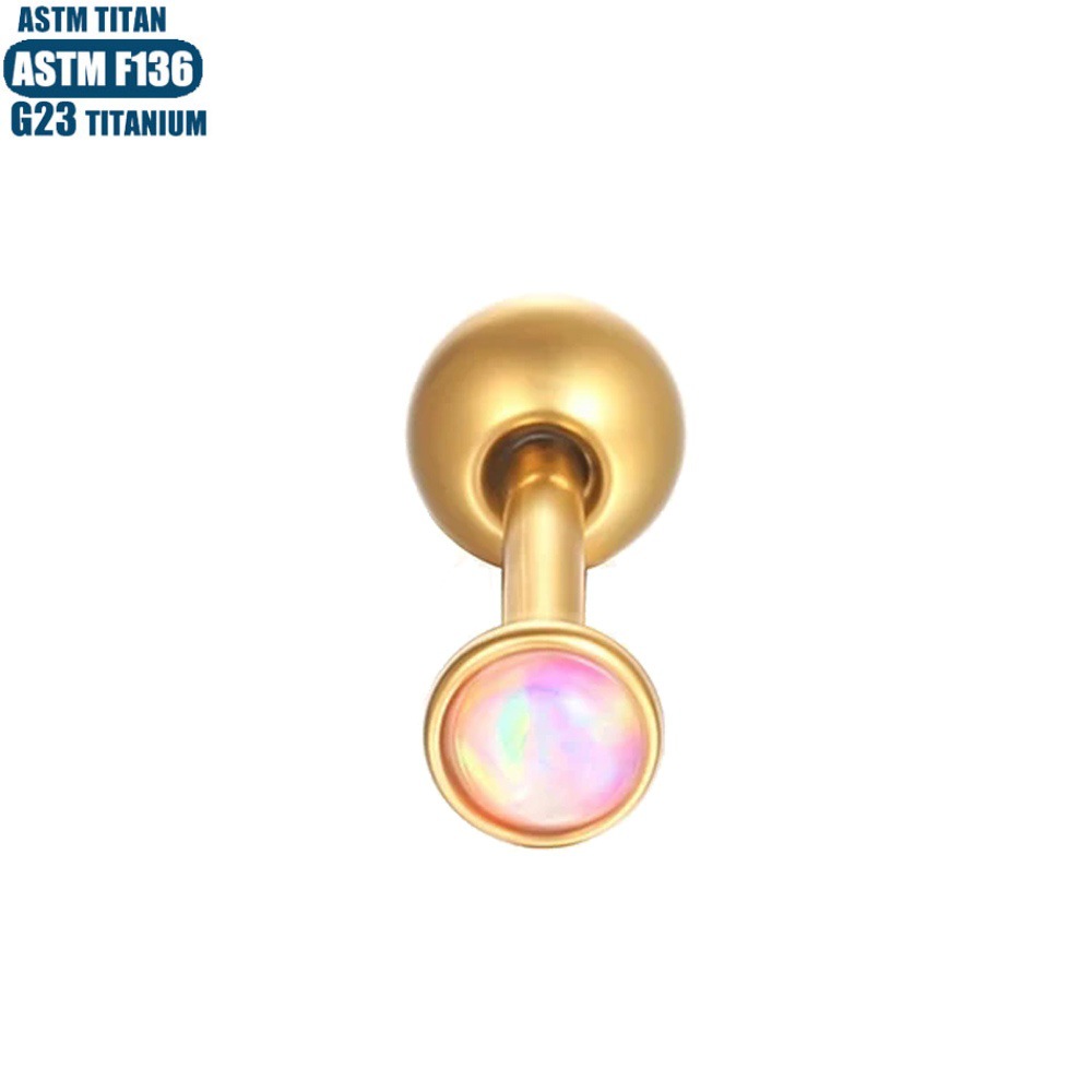 Opal Lip Ring Hoop Labret Stud Titanium Alloy Body Piercing Jewelry 0.8x8mm Black - Image 4