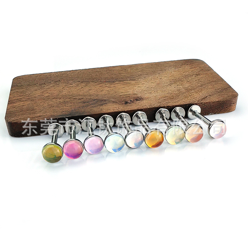G23 Titanium Ear Bone Nail Disc Glass Glossy Cross-Border Body Piercing Jewelry Ear Nail - Image 2