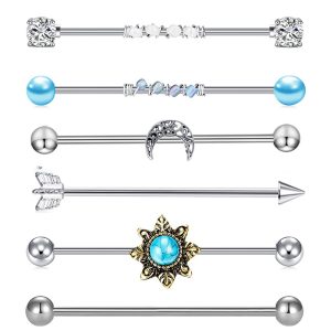 Amazon Piercing Jewelry Set Long Rod Stud Earrings Body Piercing Stainless Steel Industrial Barbell