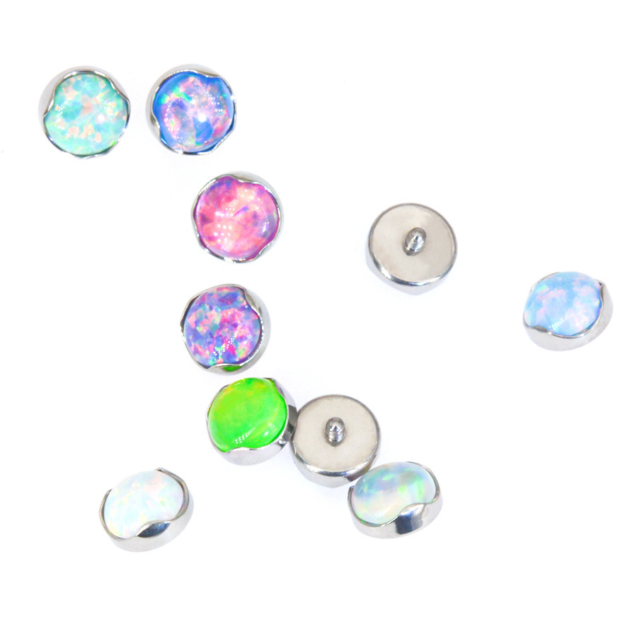 G23 Titanium External Thread Lip Stud Opal Eyebrow Stud Nose Stud Ear Bone Stud Body Piercing Jewelry - Image 4