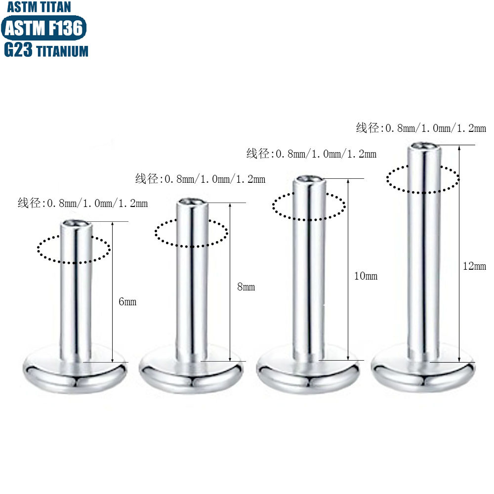 F136 Titanium Flat Bottom Lip Labret Stud 16G/18G/20G Replacement Rod for Lip Piercing - Image 3