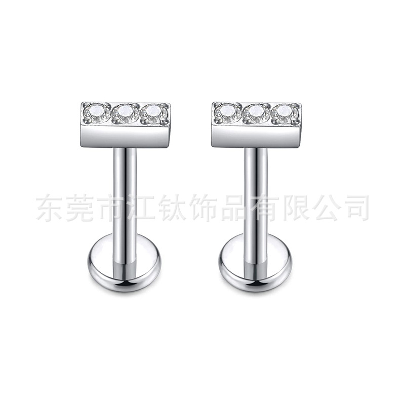 G23 Titanium Ear Cartilage Stud with Zircon and Three Diamond Lip Nails - 2024 New Arrival - Image 5
