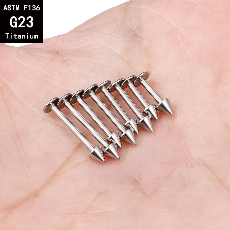 1.2mm G23 Titanium Internally Threaded Cone Flat Rod Devil Nail Ear Bone Lip Piercing Jewelry - Image 4