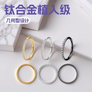 F136 Titanium Alloy Nose Ring Implant Grade CNC Seamless Ring Ear Bone Stud CZ Zircon Earrings