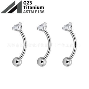 F136 Titanium Inner Thread Curved Barbell Claw Set Zircon Eyebrow Nail Ear Bone Nail Body Piercing Jewelry
