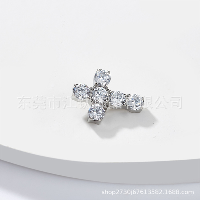 G23 Titanium Cross Ear Stud 5A Zircon ASTM F136 Piercing Jewelry Cartilage Lip Nail - Image 4