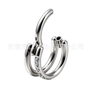 G23 Titanium Double Hoop Nose Ring Zircon Style Ear Hoop - Gold 1.2x12mm Body Piercing Jewelry