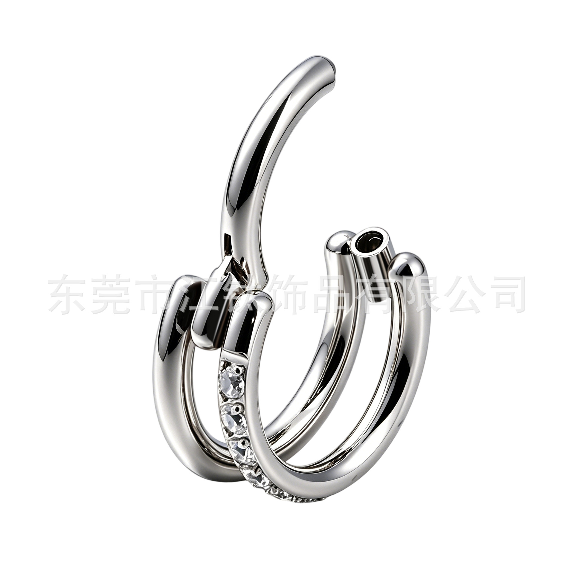 G23 Titanium Double Hoop Nose Ring Zircon Style Ear Hoop - Gold 1.2x12mm Body Piercing Jewelry - Image 2