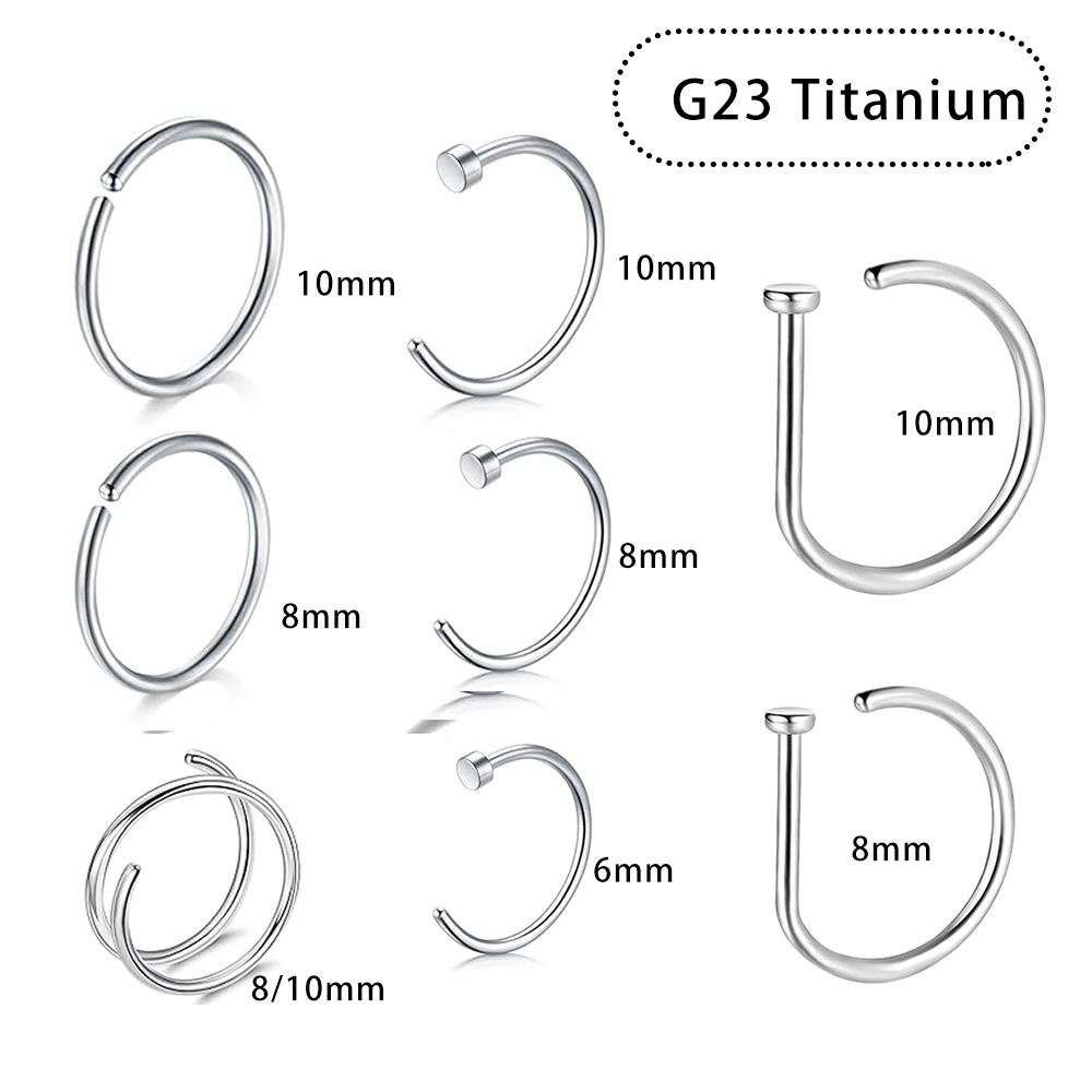G23 Titanium Nose Ring Lip Ring 20G Thin Rod Basic C Curve Nose Stud - 1 Piece - Image 5