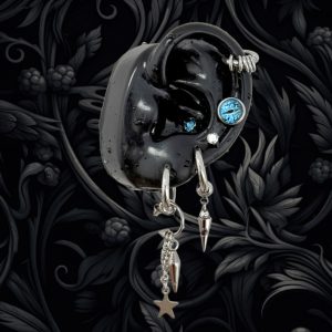 Punk Earrings Blue Devil Starburst Niche Design Hot Girl Star Earrings Ear Bone Studs Titanium Steel Ear Jewelry